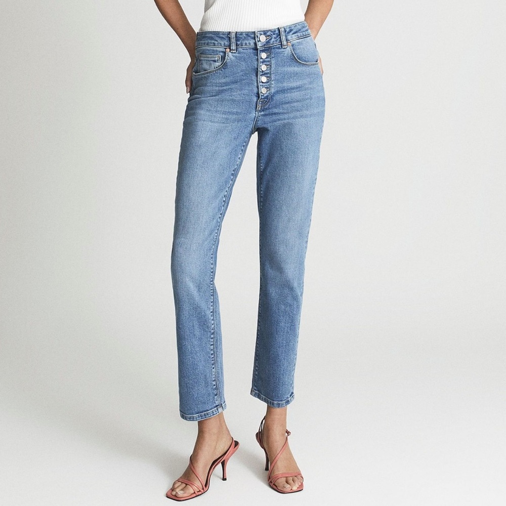 Reiss LAKELY MID RISE SLIM CROP JEANS